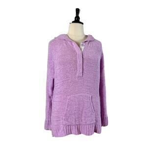 Caslon Hooded Sweater Snap Front Kangaroo Pocket Purple Orchid Women’s Size XL